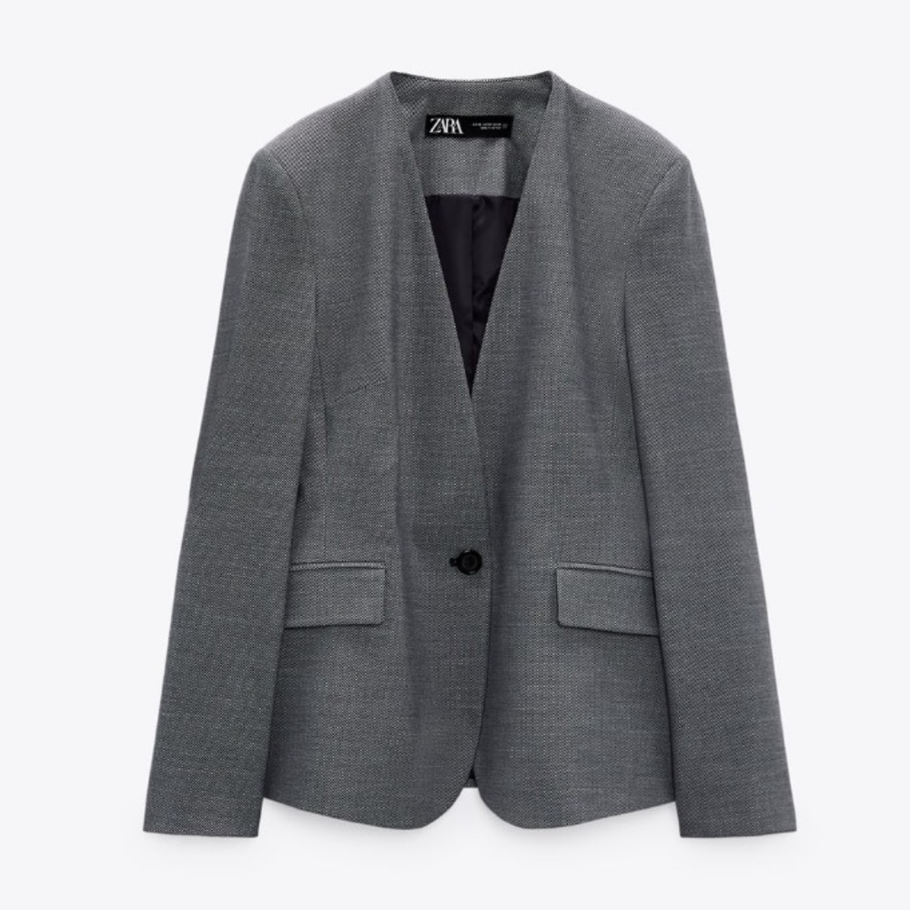 NEW! Zara SUIT SET Heathered Tailored Blazer and Cigarette Pants - Picture 8 of 16